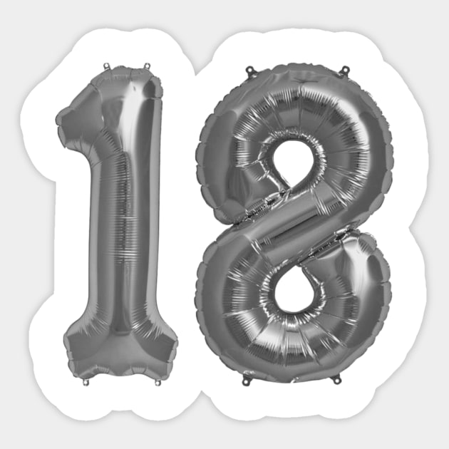 Silver 18th Birthday Metallic Helium Balloons Numbers 18th